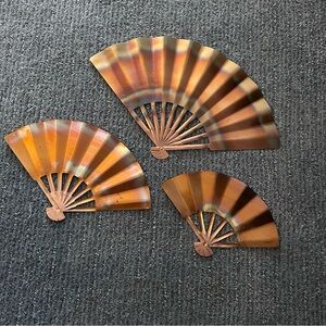 Homco Set of Three Decorative Fans-Solid Copper